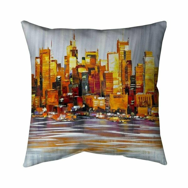Fondo 20 x 20 in. Orange Buildings-Double Sided Print Indoor Pillow FO3328098